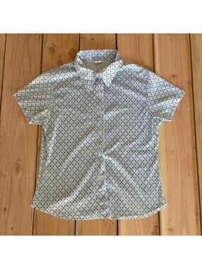 90’s womens tilt button up polo lightweight patterned